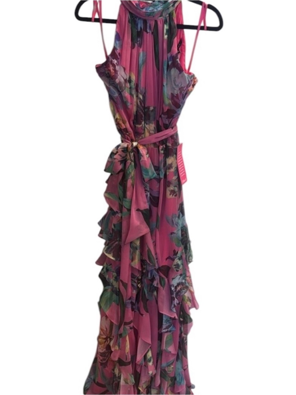 Alex Marie Floral Halter Ruffle Maxi Dress - Pink - Picture 2 of 5